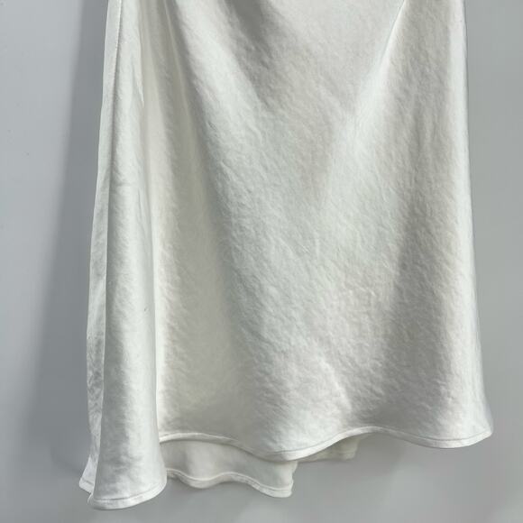 Lovers and Friends | Moira Mini Dress in White Strapless Satin Feather Trim XS - Picture 7 of 13